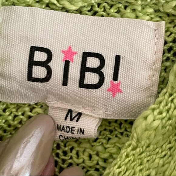 Bibi Rhyme Or Reason Lightweight Striped Hoodie Sweater Green Pink Size Medium - Picture 8 of 12